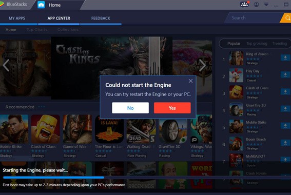 Bluestacks 3 Engine Won't Start