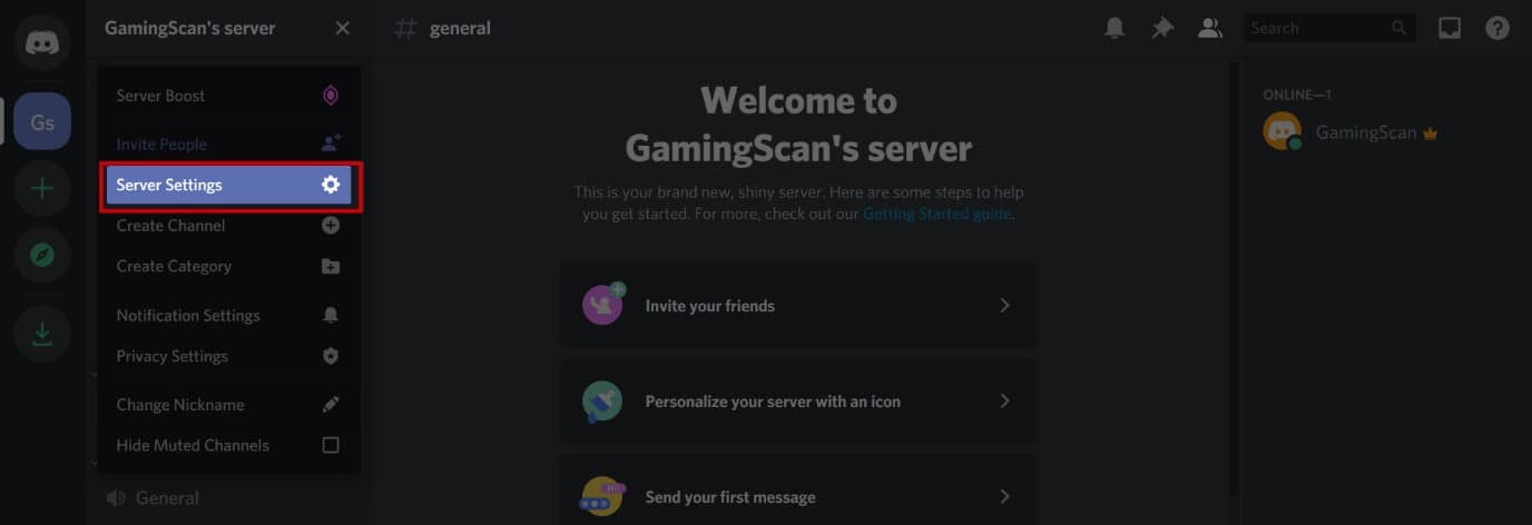 Discord Add Role Clicking on Server Settings menu item