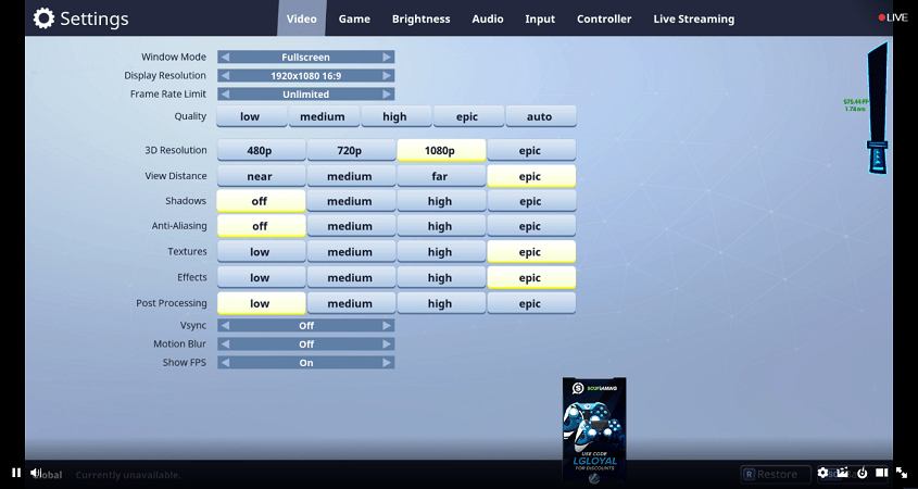 fortnite ninja settings