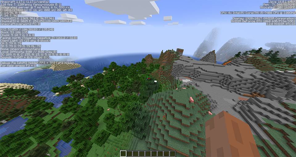 Minecraft debug screen