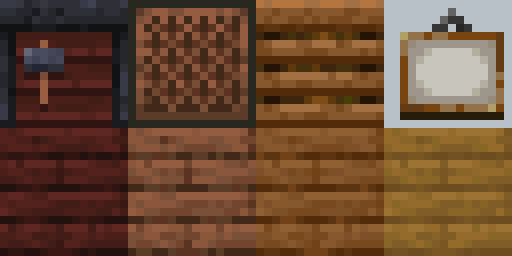 Minecraft smithing table blocks wooden planks showing decorative side texture